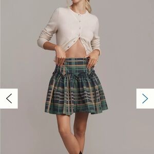 Anthropologie Mare Mare Basque-Waist Plaid Mini Skirt Size Large